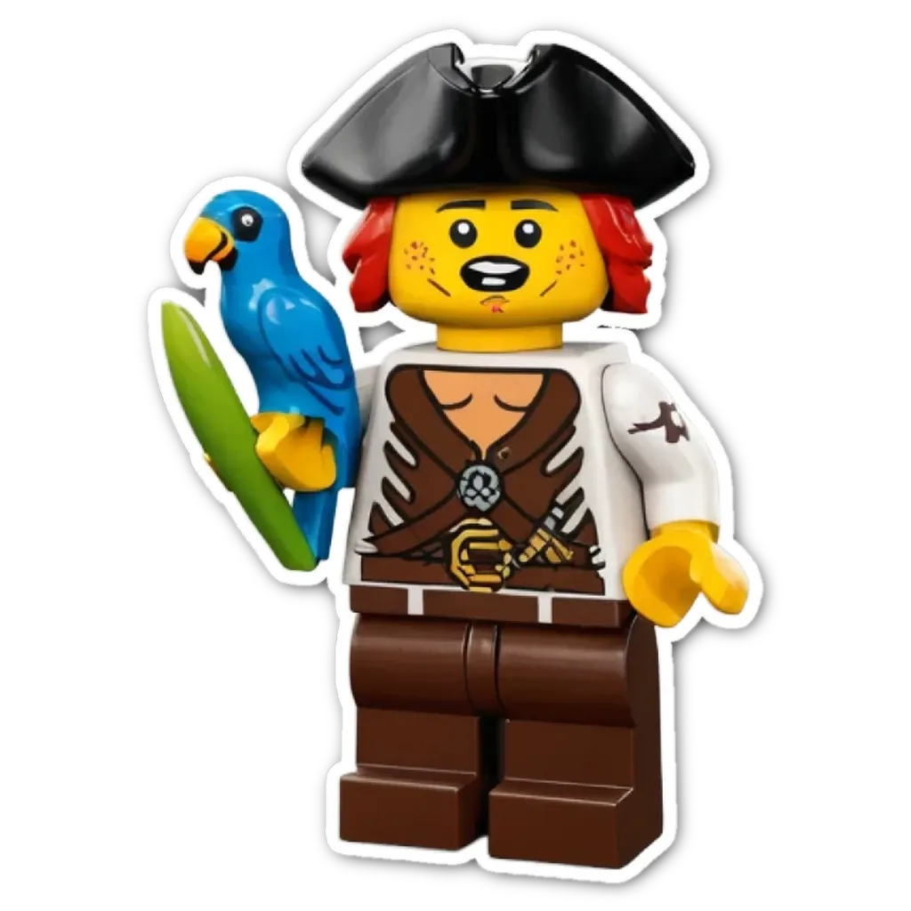 A lego person holding a bird.