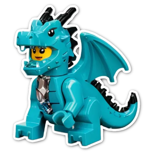 A lego dragon that is blue in color.