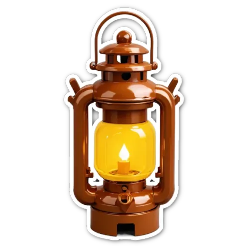 A sticker of a lantern that is lit.