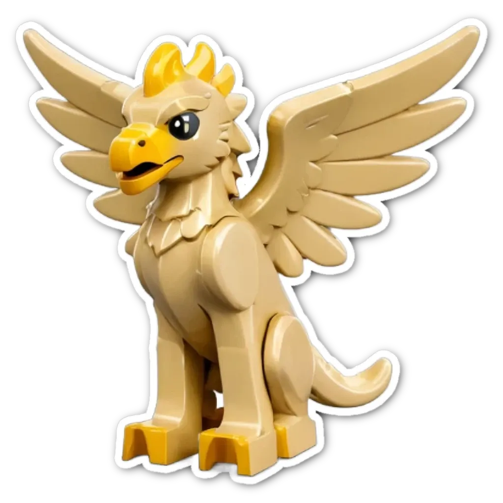 A lego bird with yellow feet is standing on a black background.