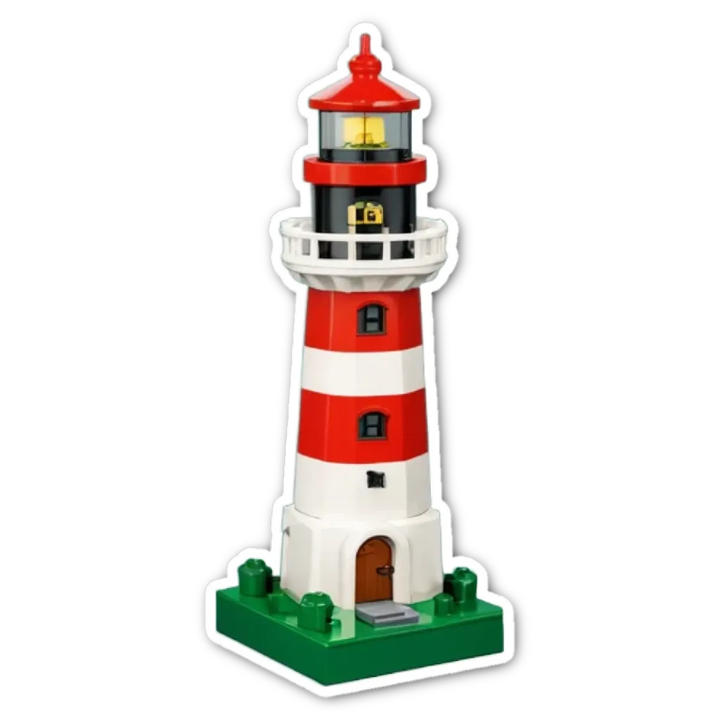 A lego house with a lighthouse on it.