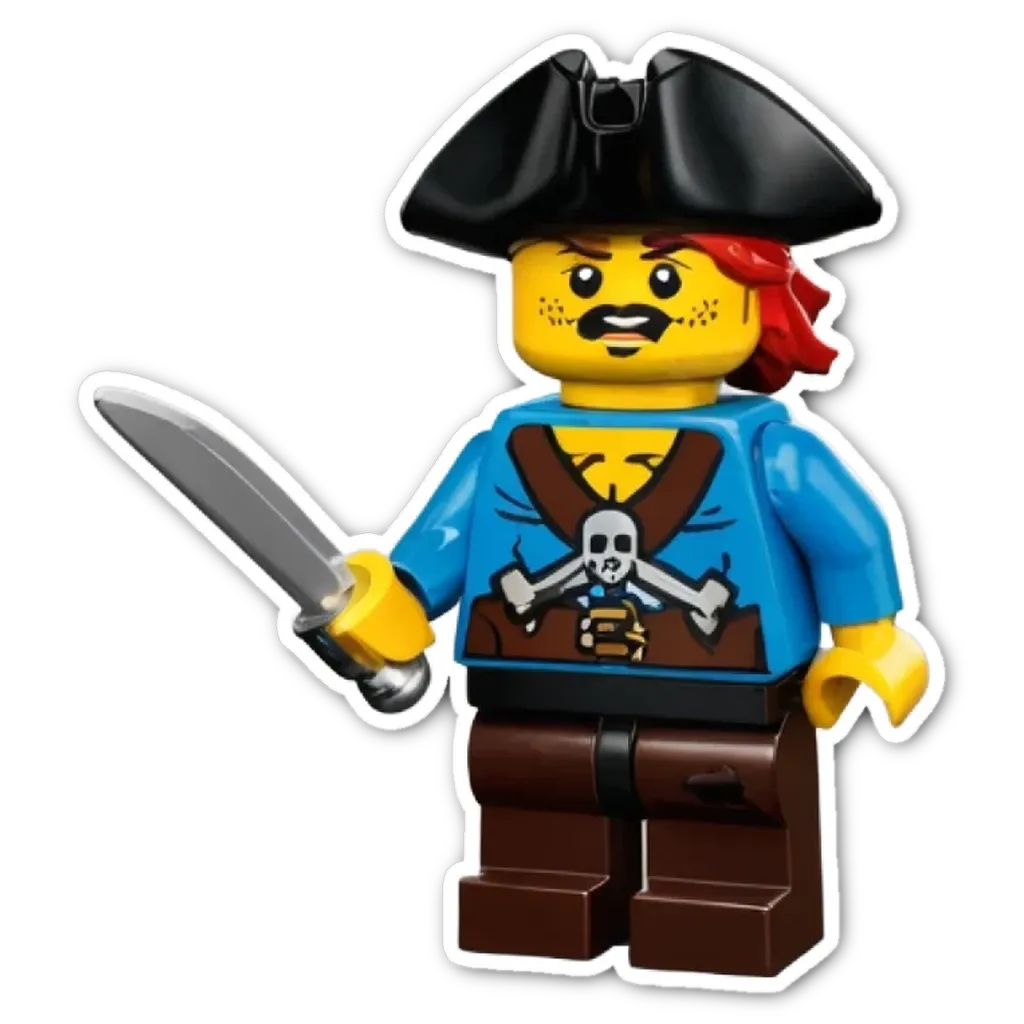 A lego pirate playing a game.