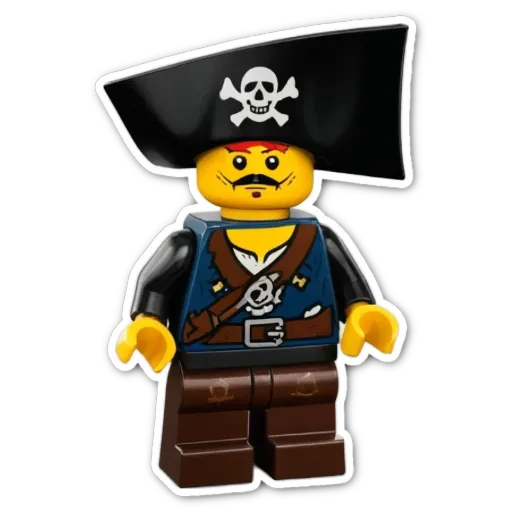 A lego pirate that is on a black background.