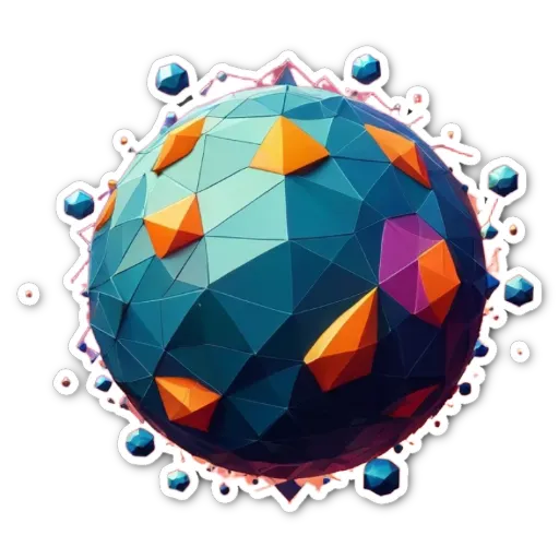 A colorful 3D globe with a polygonal base.