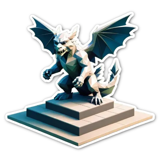 A dragon statue on a pedestal in white.