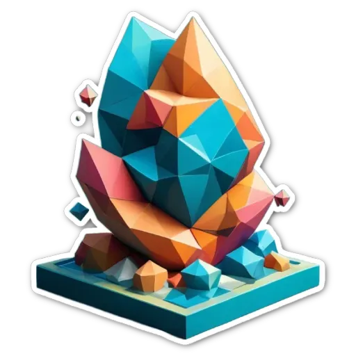 A colorful polygonal shape with a hole in the middle.