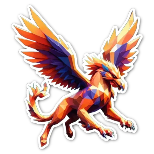 A colorful bird with a dragon head in a black and white background.