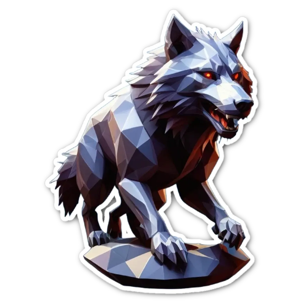 A wolf in a polygonal shape on a black background.