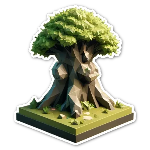 A 3d model of a tree is on a black background.