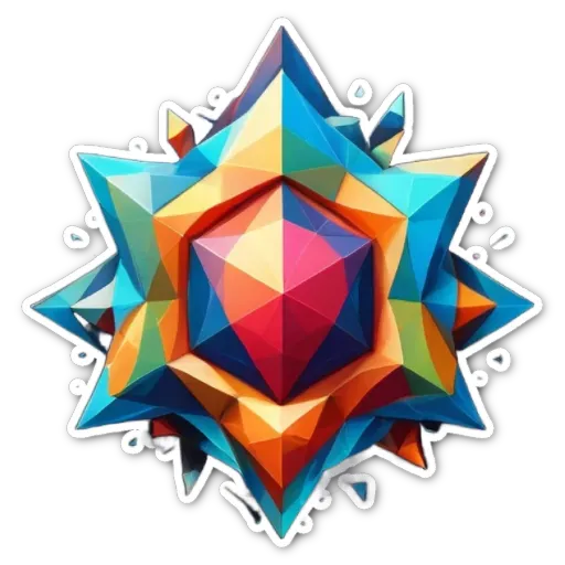A colorful star shape with red, yellow, blue and orange pieces.