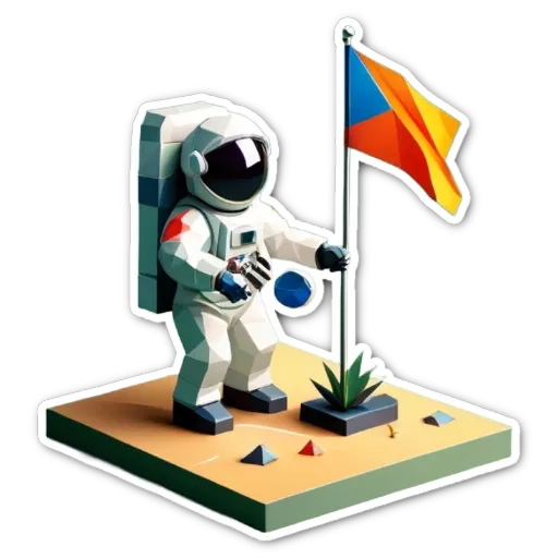 A flag is being held by a cartoon person from outer space.