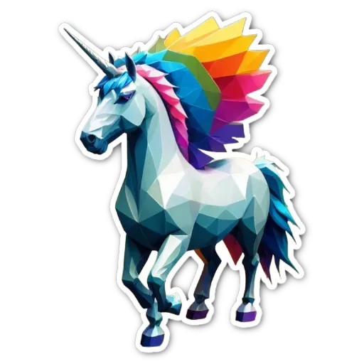 A unicorn with a rainbow mane is running on a black background.