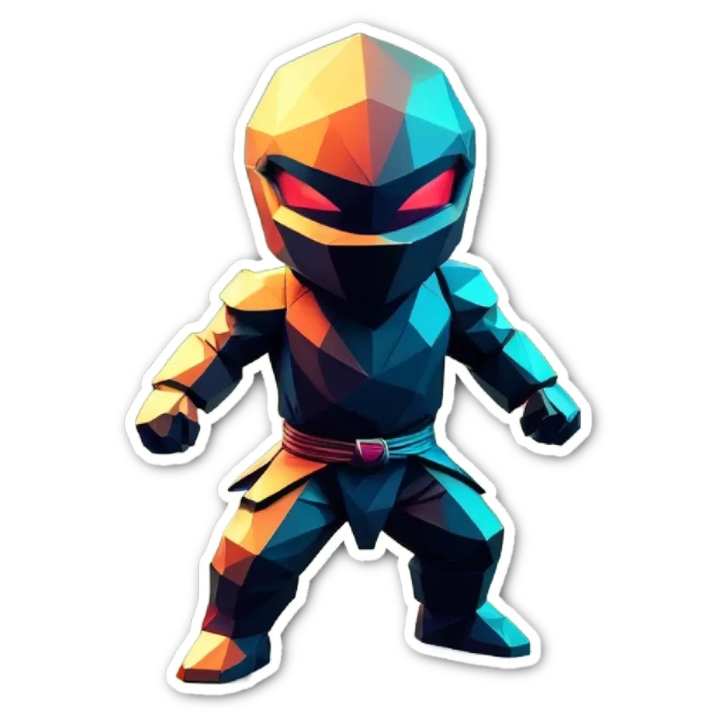 A childlike cartoonish drawing of a ninja on a black background.