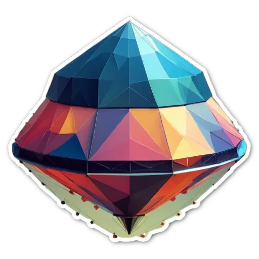A colorful polygonal shape is sticker of a diamond.