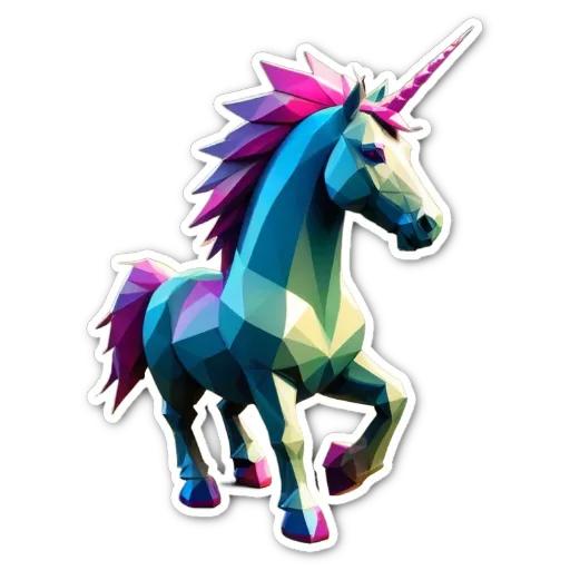 A unicorn sticker in a black background.