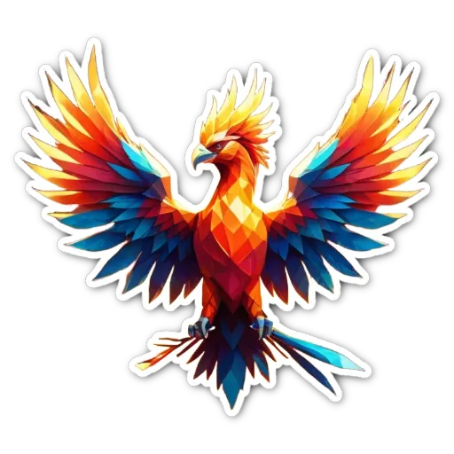A colorful bird with a logo in the middle of its tail.