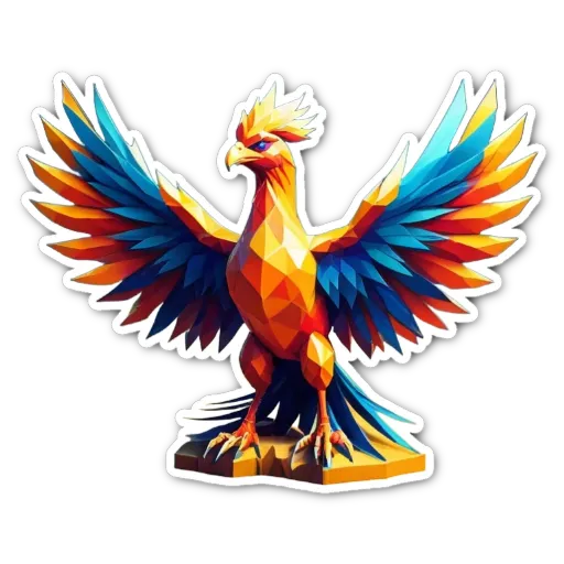 A colorful bird with a logo in front of it.