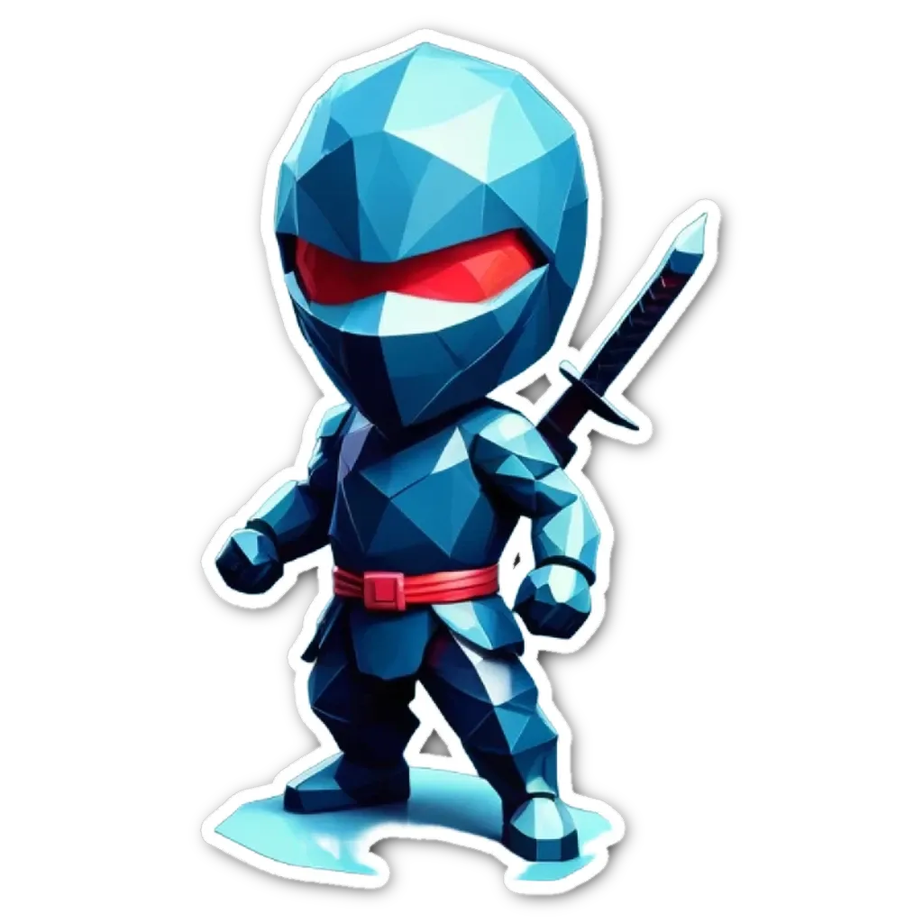 A child wearing a blue costume with a sword.