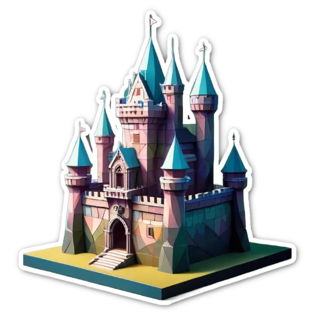 A castle is being shown with a black background.