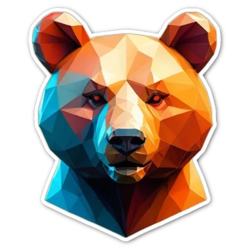 A bear head with red and blue eyes is sticker.