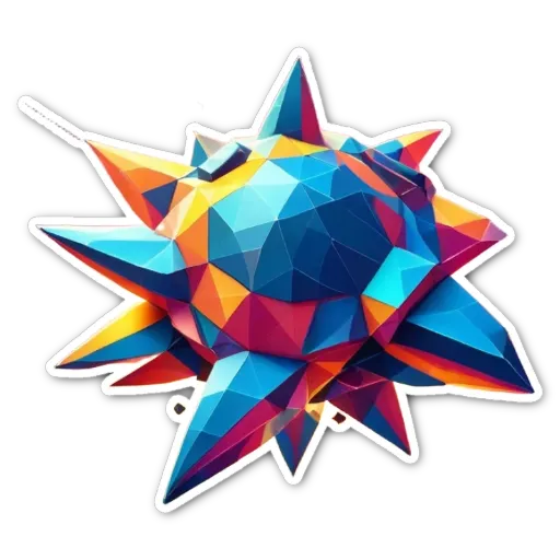 A colorful polygonal shape with a hole in the middle.