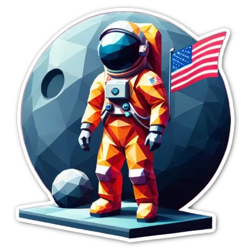 An American Flag is stuck in the moon.