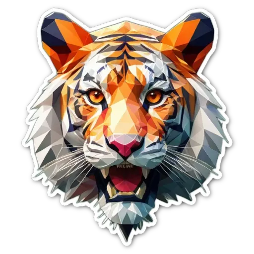 A tiger polygon sticker with a black background.