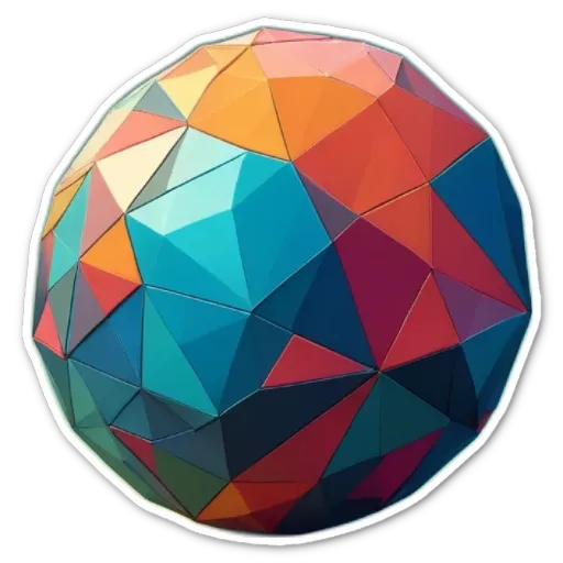 A colorful geometric ball with vertices in the intervals [0.12, 0.05, 0.87, 0.62]