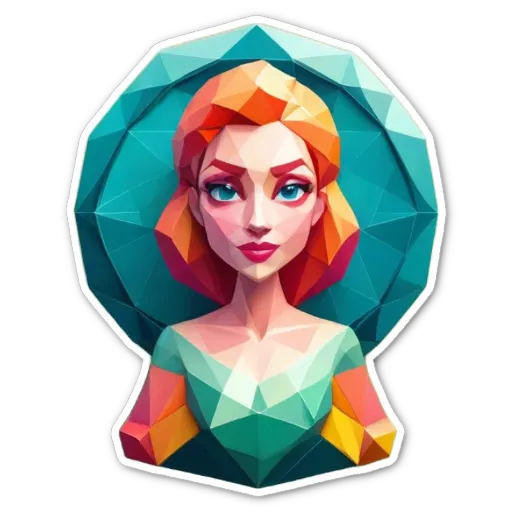 A geometric woman with a diamond shape for a head.