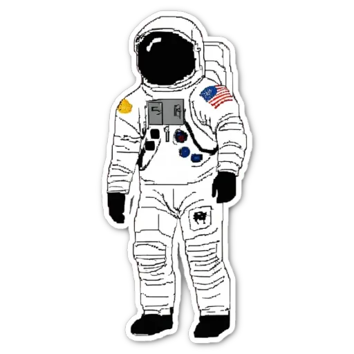 A space man with buttons on his jacket.