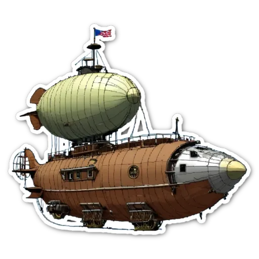 A sticker of a ship with the flag of the usa.