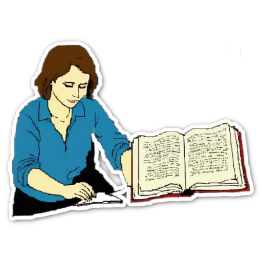 A woman is reading a book with a pencil in her hand.