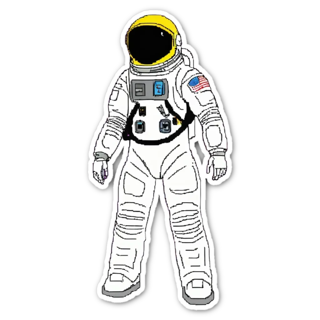 A space man in a NASA uniform with the USA flag on the front.