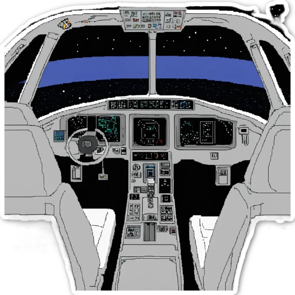 A plane's cockpit with the flight controls and instruments.