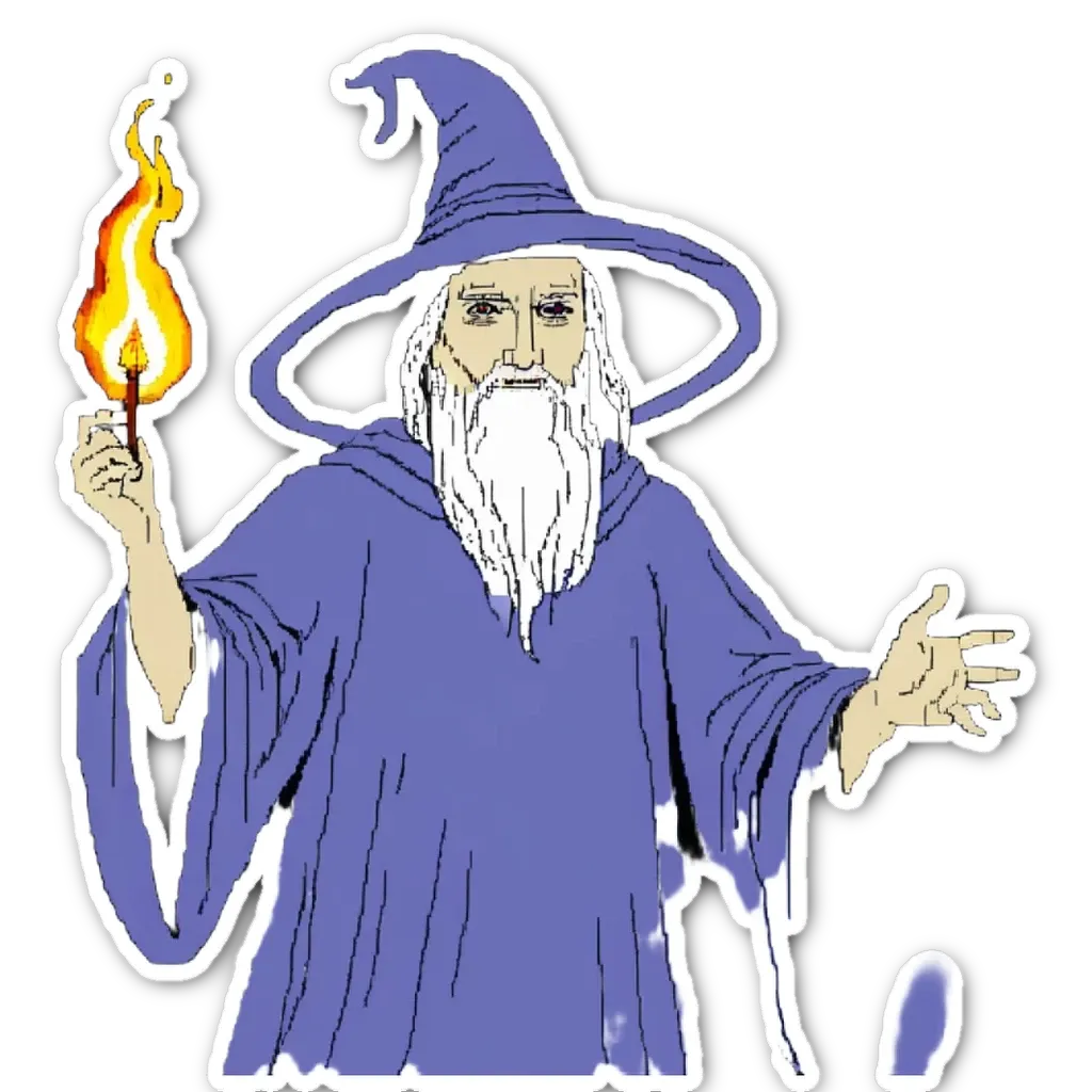 A blue wizard with a candle in his hand.