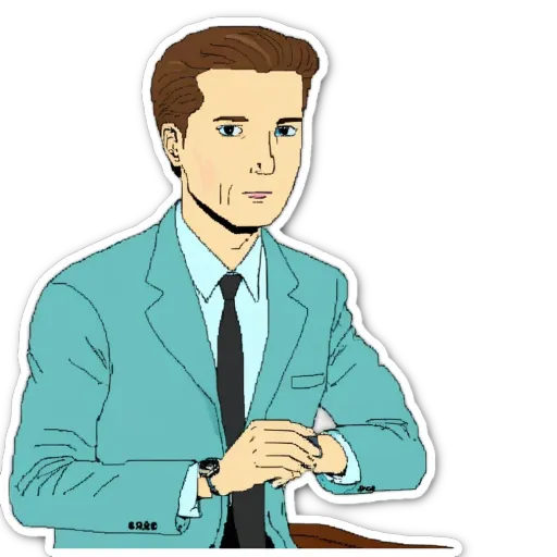 A cartoon image of a man wearing a suit and tie.