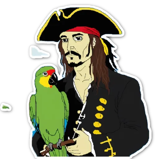 A man holding a parrot in a pirate costume.