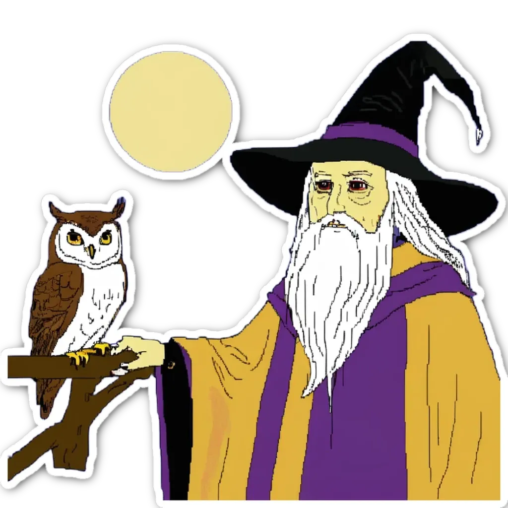 A wizard with a owl as a pet.