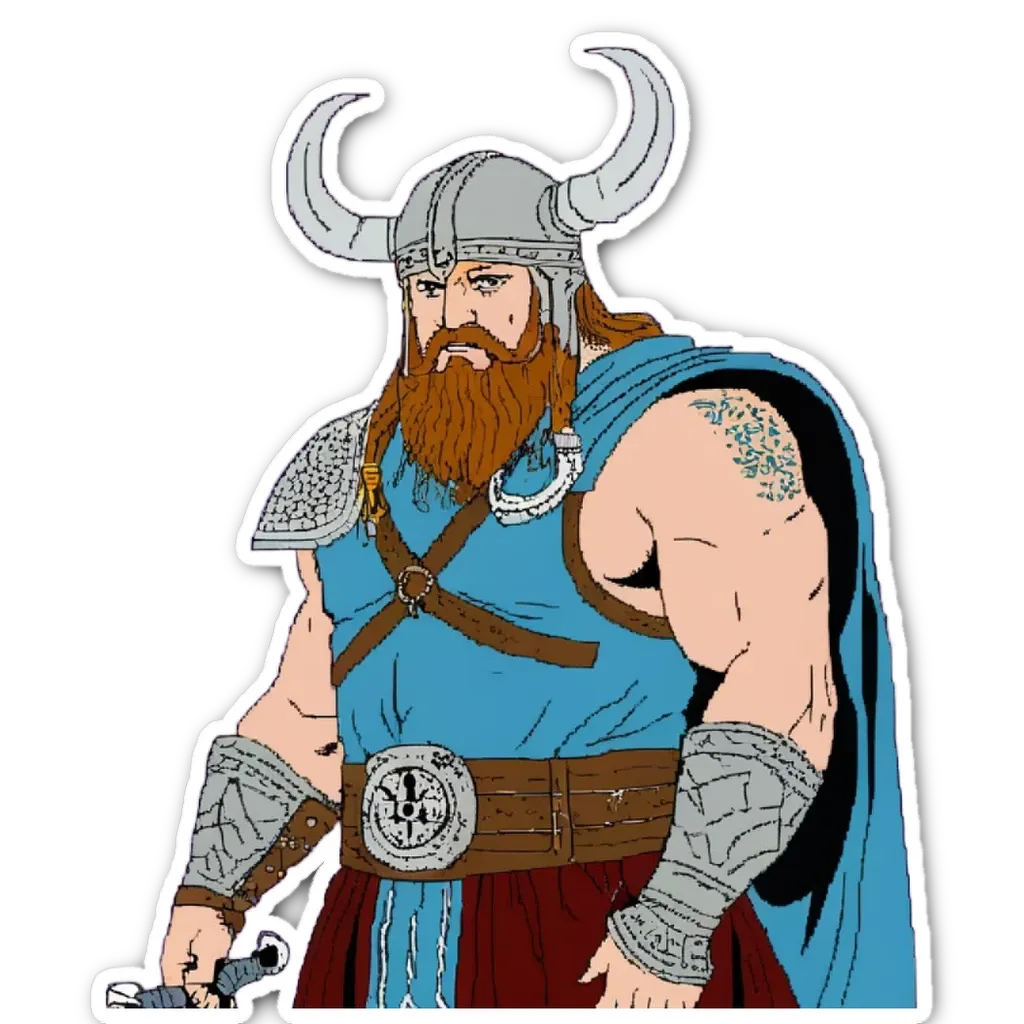 A man with a blue belt and a Viking look on his face.