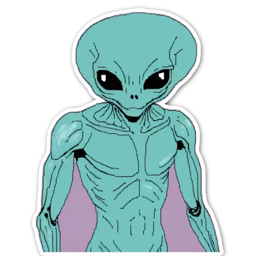 A picture of an alien that is green in color.