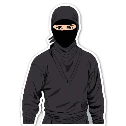 A sticker of a black character that looks like a ninja.