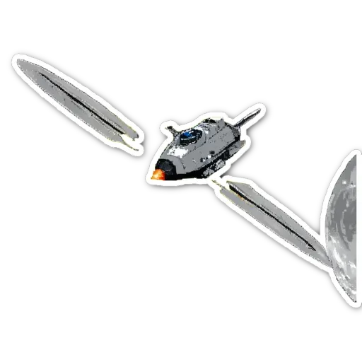 A space shuttle is flying through space with rocket thrusters.