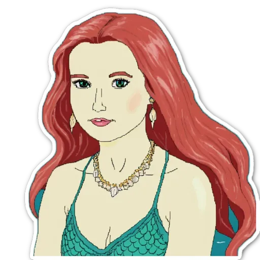 A very detailed and colorful picture of a woman with red hair.