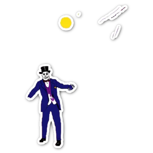 A skeleton in a suit is reaching for the sun.