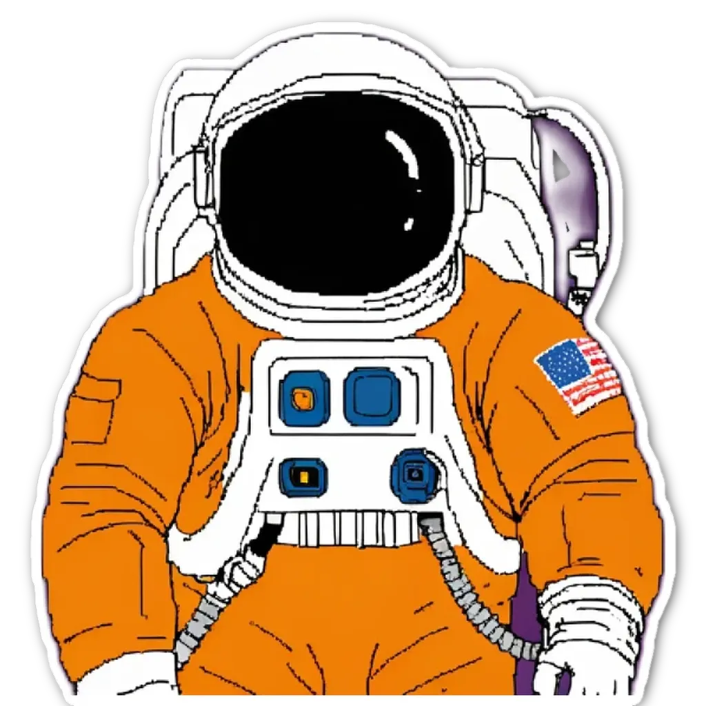 A sticker of an american flag and space shuttle that is orange.