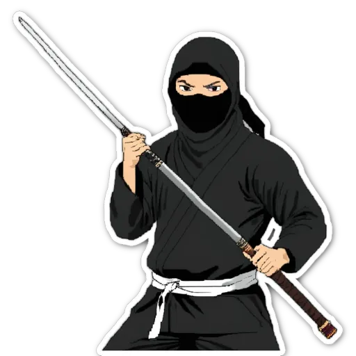 A cartoon depiction of a person with a sword.