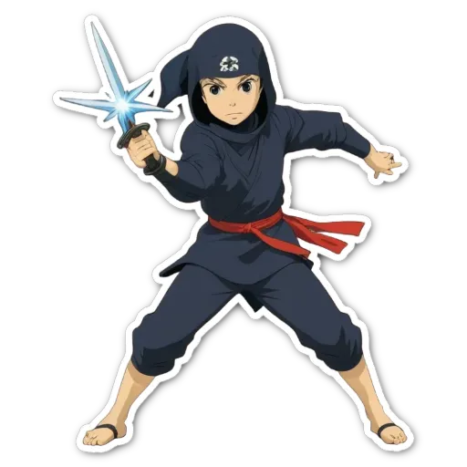 A boy is holding a sword and is dressed as a ninja.