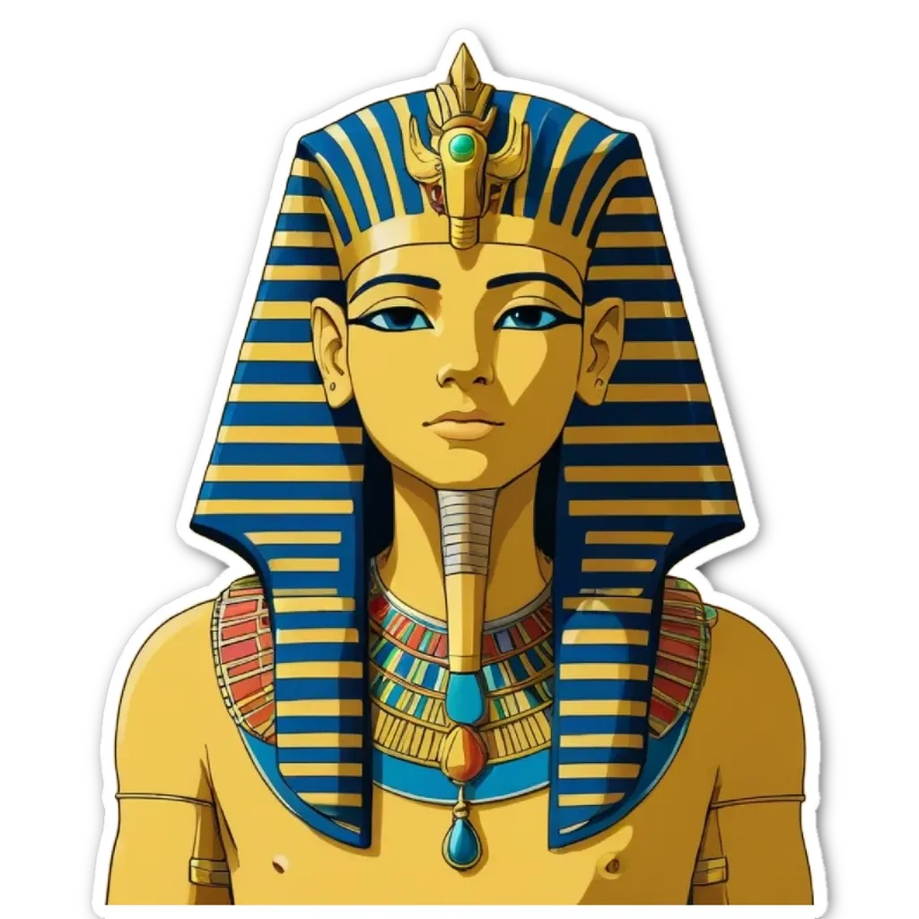 An illustration of an ancient Egyptian pharaoh.