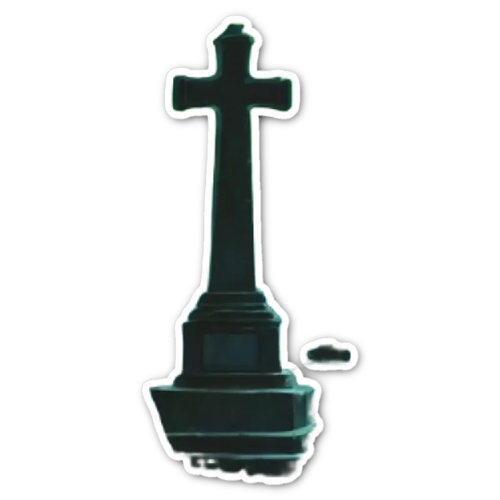 A cross that is on top of a tombstone.