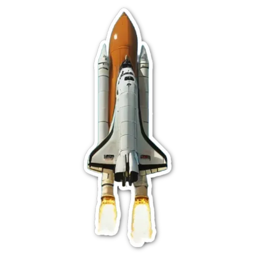 A space shuttle is launching into space with fire coming out of its back end.